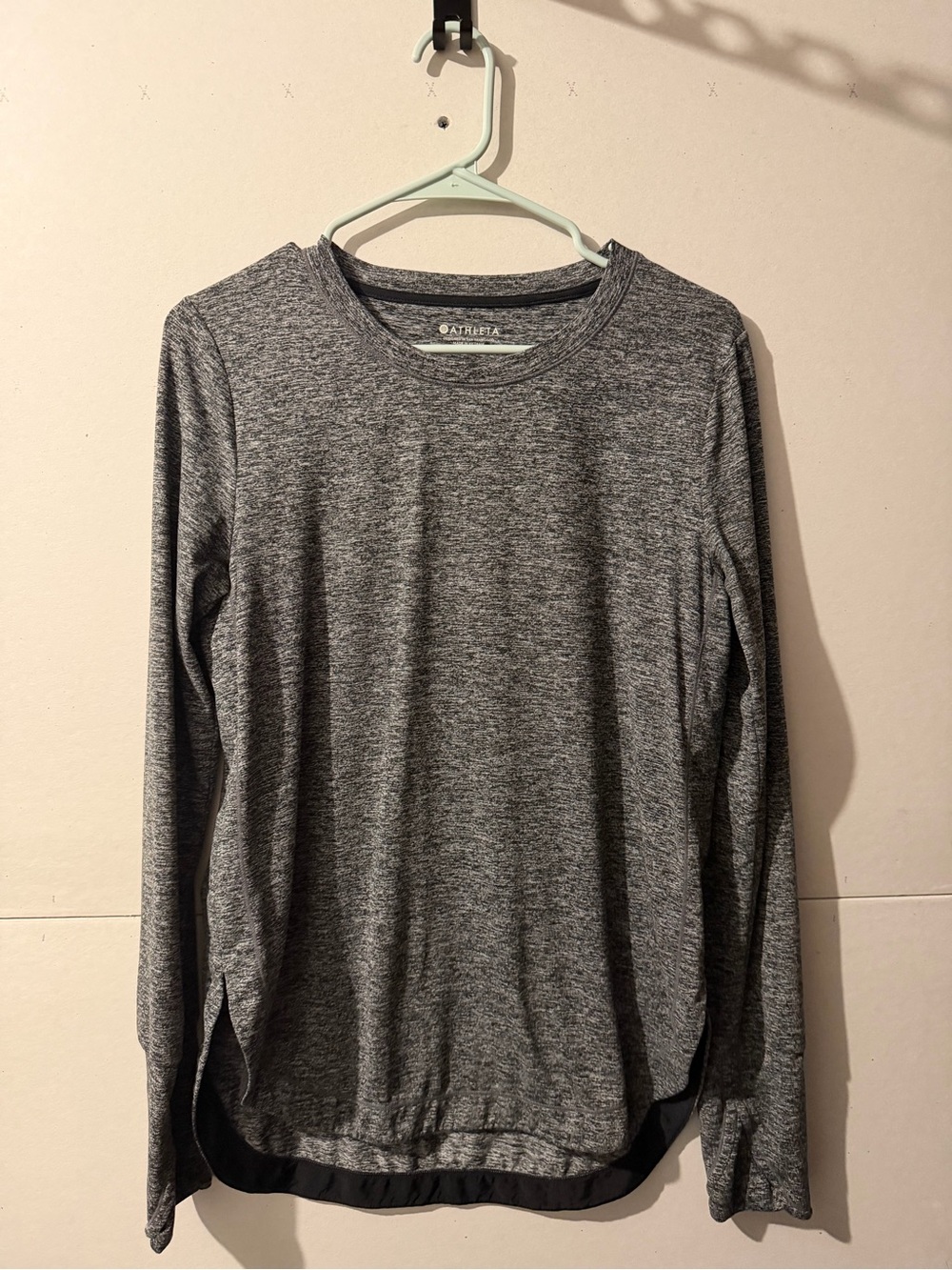 Athleta Womens Gray Heather Long-Sleeve Performance Tee Small
